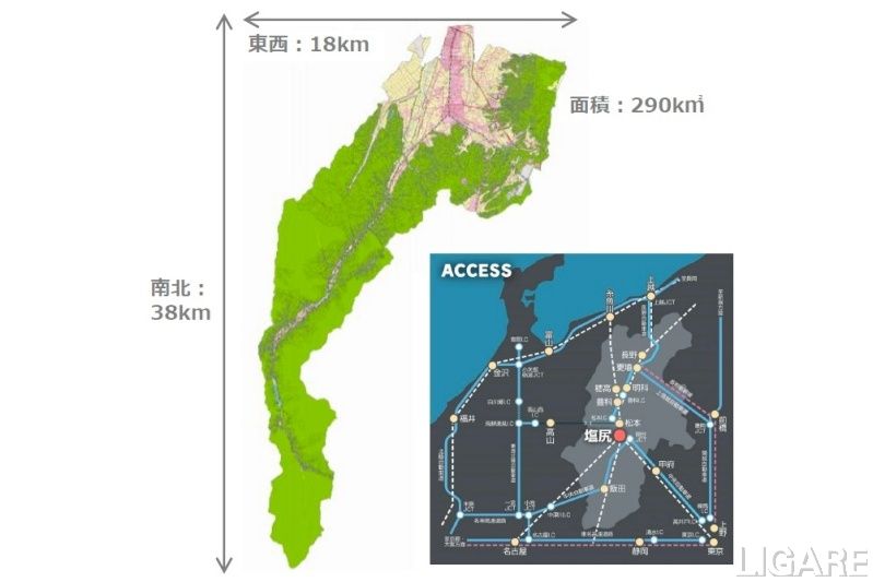 長野県の真ん中に位置する塩尻市