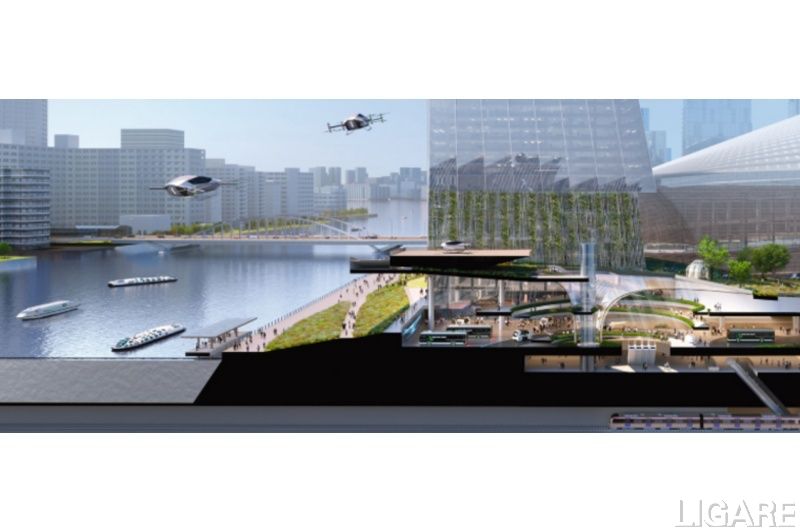 「築地地区まちづくり事業」空のモビリティバーティポート完成予想イメージ(2024年4月時点)