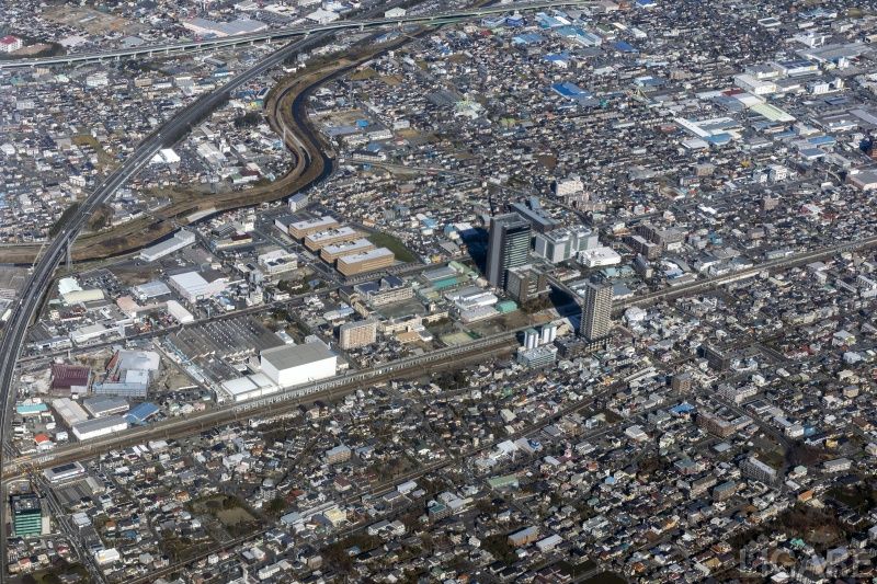 静岡市JR草薙駅付近の空撮