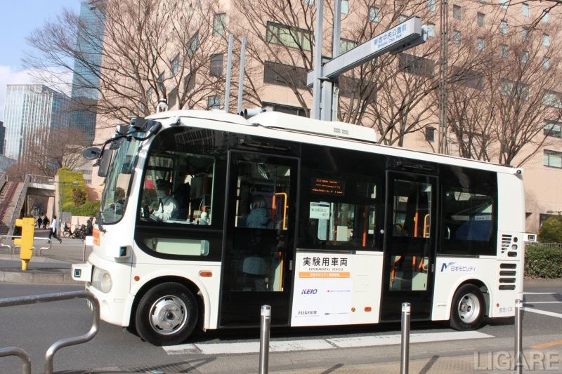 自動運転バスの実証運行の様子(提供:日本工営)