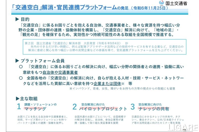 国交省が交通空白の解消に向けてプラットフォーム会員を公募
