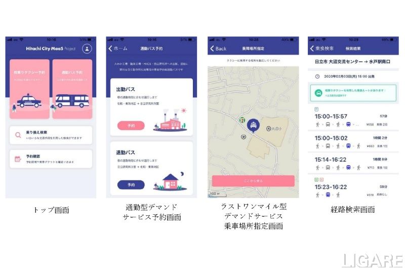 「Hitachi City MaaS Project」サービス画面