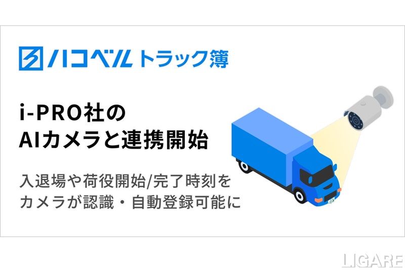 ハコベル「トラック簿」、i-PROのAIカメラと連携 入退場・荷役時間の打刻を自動化