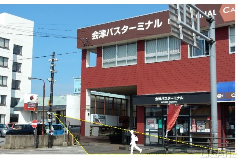 センサ設置場所の様子と歩行者検知イメージ