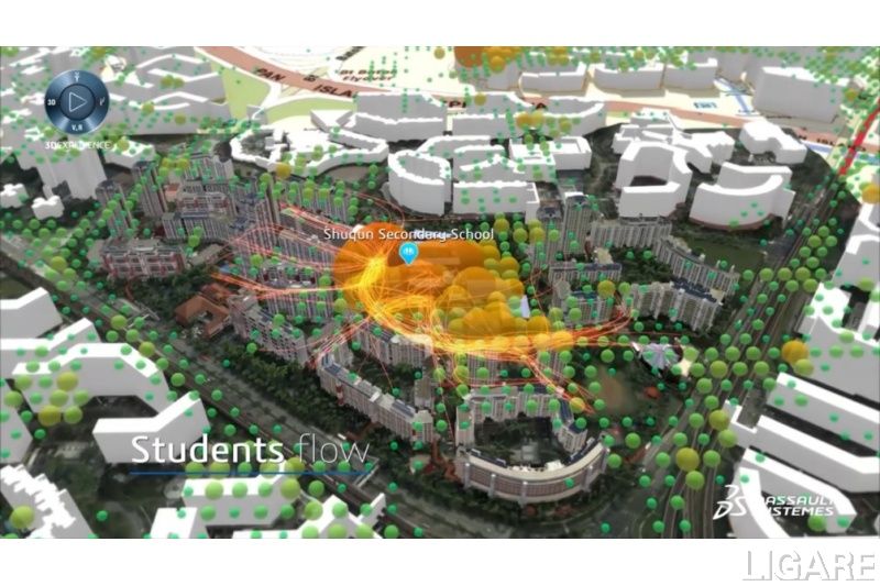 バーチャルシンガポールでの子どもの通学経路の見える化