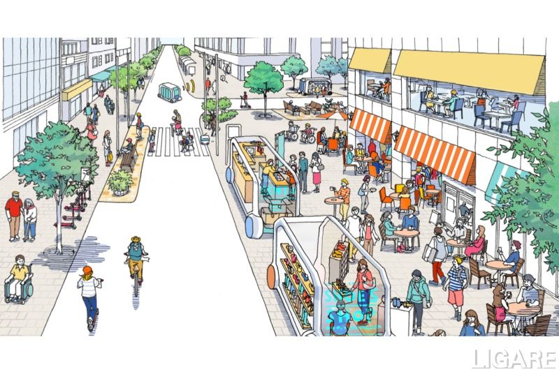 「曜日や時間帯に応じて道路空間の使い方が変わる路側マネジメント」のイメージ