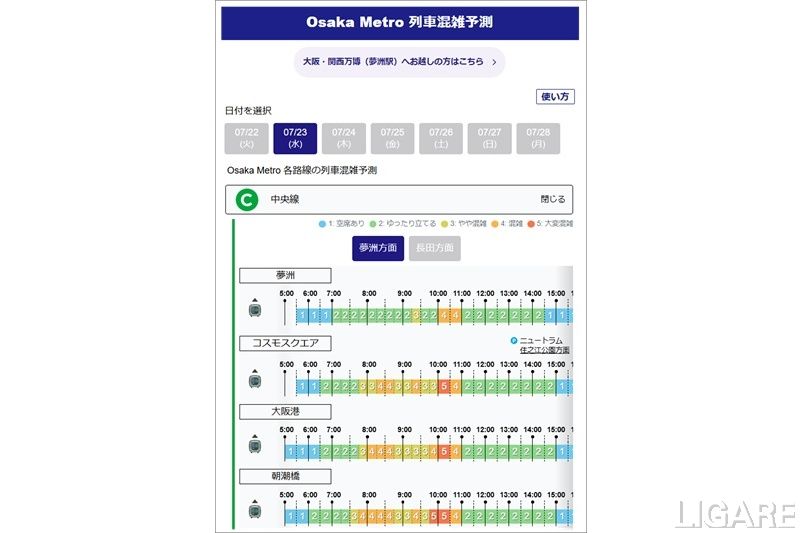 Osaka Metro、万博見据え全路線の混雑をAI予測 JBCCと共同開発、7月31日から提供開始